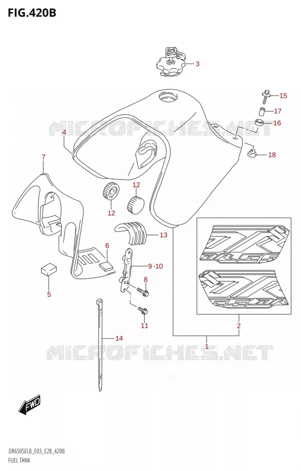 RESERVOIR D'ESSENCE8:E28) Suzuki MOTO 650 DR 2018  DR650SE L8 (E03)