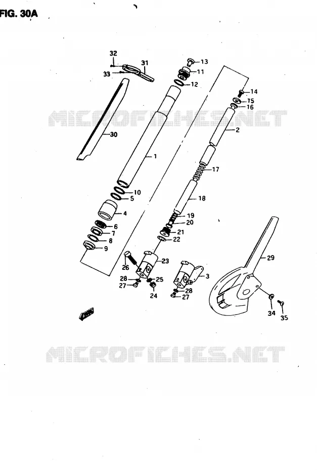 AMORTISSEUR AVANT (MODELE V:P4, P53) Suzuki MOTO 50 RMX 1997  RMX50V(T/V)