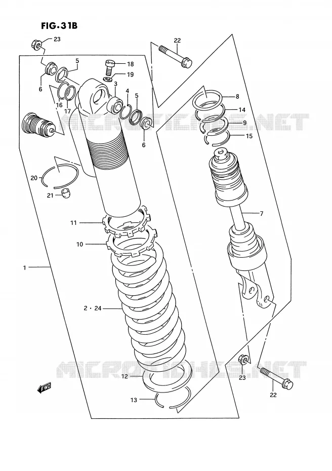 AMORTISSEUR (MODELE R) Suzuki MOTO 125 RM 1993  RM125P(E2)