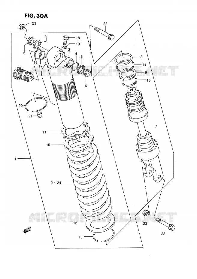 AMORTISSEUR (MODELE R) Suzuki MOTO 250 RM 1993  RM250P(E2)