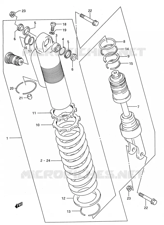 AMORTISSEUR (MODELE R) Suzuki MOTO 250 RM 1994  RM250R(E28)