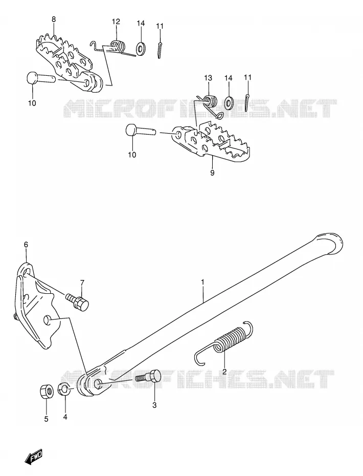 BEQUILLE - REPOSE PIED (MODELE K/L/M/N) Suzuki MOTO 250 RMX 1994  RMX250R(E1)