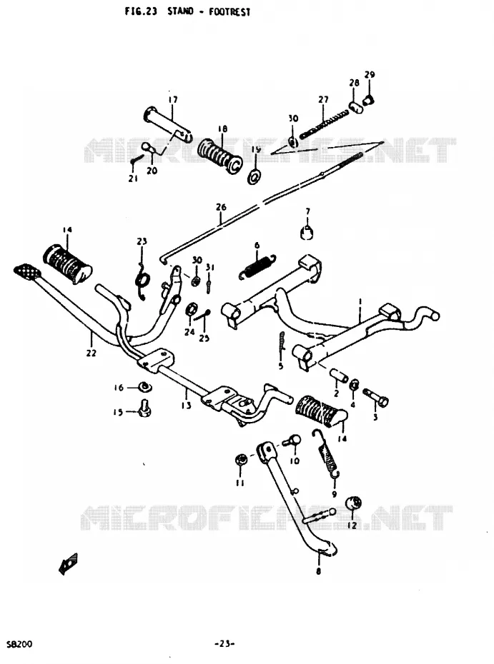 BEQUILLE - REPOSE PIED Suzuki MOTO 200 Autres-modeles 1979  SB200N