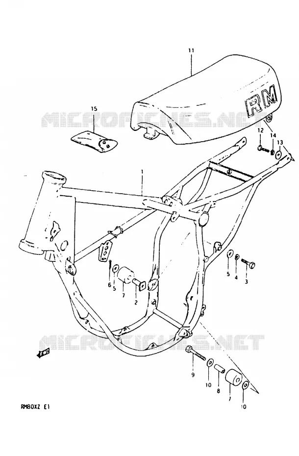 CADRE - SELLE Suzuki MOTO 80 RM 1982  RM80XZ