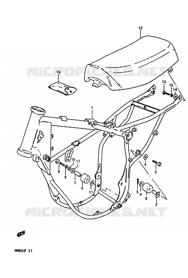 CADRE - SELLE Suzuki MOTO 80 RM 1985  RM80HF