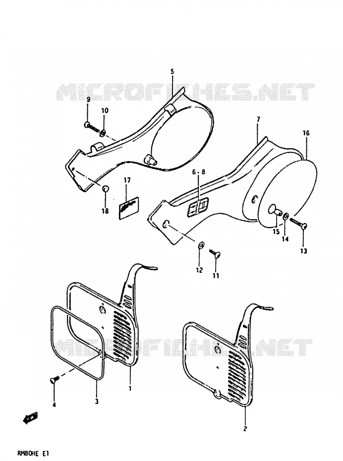 CARENAGES ARRIERE Suzuki MOTO 80 RM 1983  RM80HD(D/E)