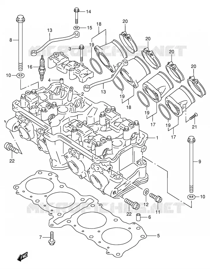 CULASSE (MODELE T/V/W) Suzuki MOTO 900 RF 1996  RF900RT(E2)