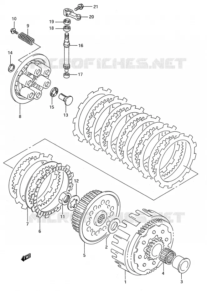 EMBRAYAGE (MODELE R/S) Suzuki MOTO 250 RM 1993  RM250P(E28)