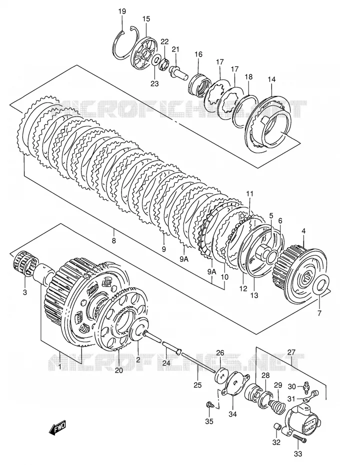 EMBRAYAGE (MODELE R) Suzuki MOTO 900 RF 1994  RF900RR(E2)