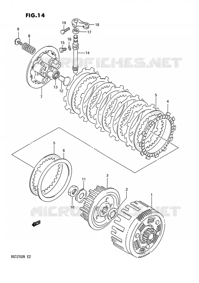 EMBRAYAGE Suzuki MOTO 125 RG 1992  RG125UN(E2)