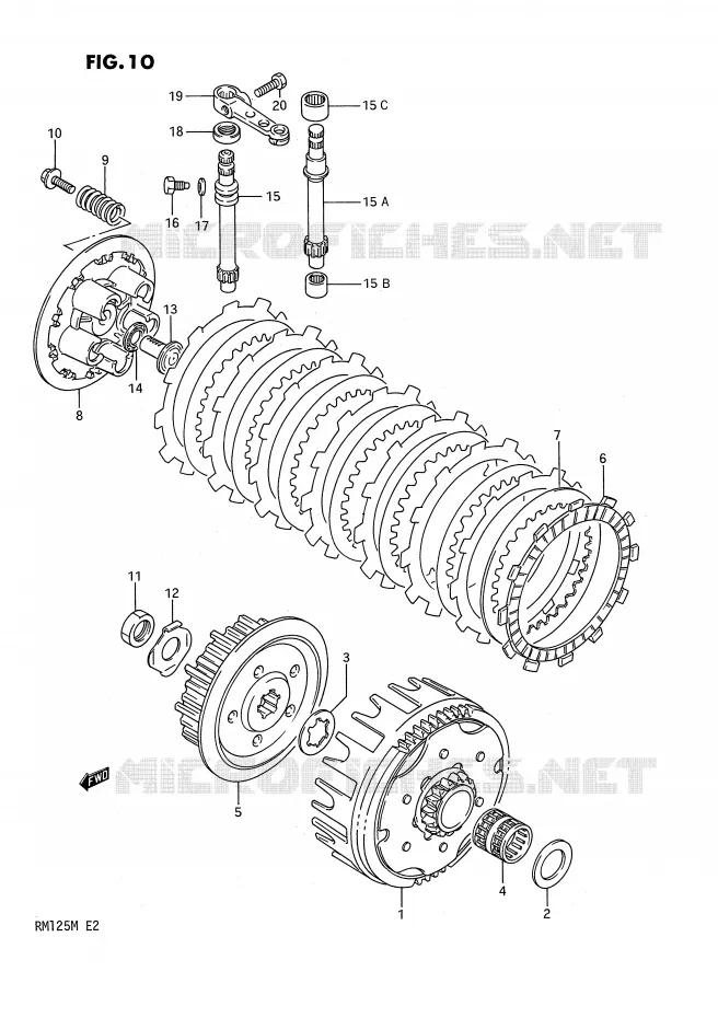 EMBRAYAGE Suzuki MOTO 125 RM 1990  RM125L(E2)