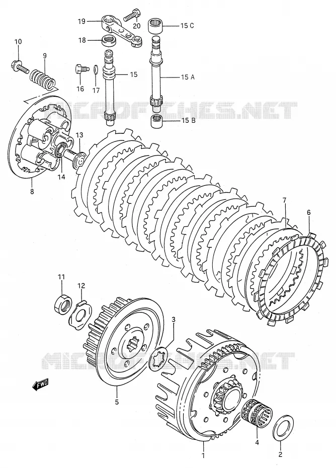 EMBRAYAGE Suzuki MOTO 125 RM 1990  RM125L(E28)