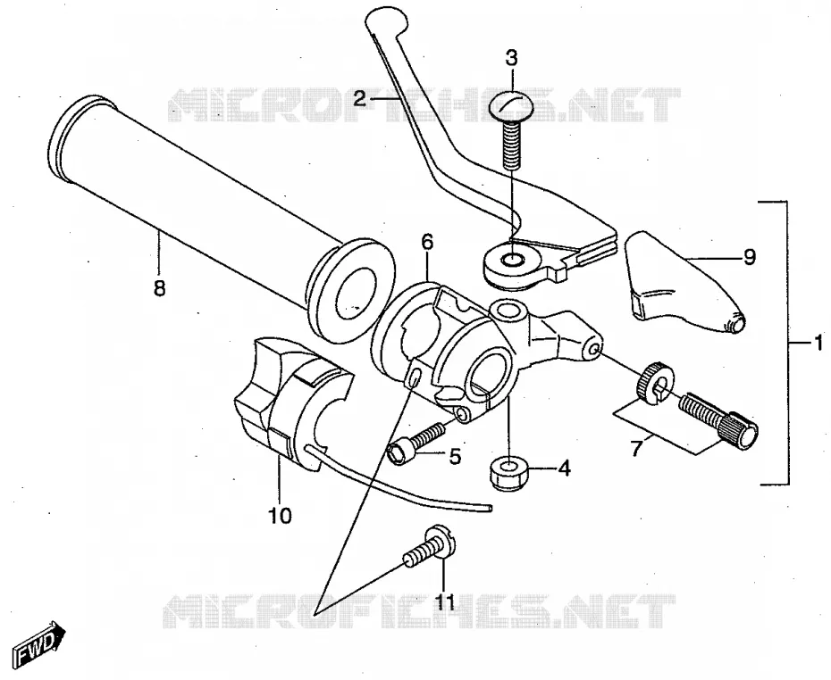 ENSEMBLE POIGNEE GAUCHE Suzuki MOTO 50 RMX 2001  RMX50K1