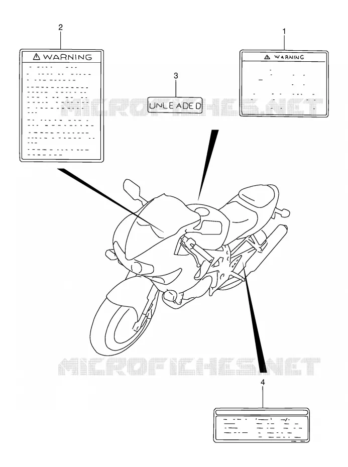 ETIQUETTE (MODELE V) Suzuki MOTO 1000 TL-S 1998  TL1000SW(E2)