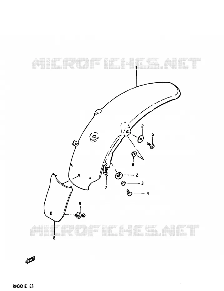 GARDE BOUE ARRIERE Suzuki MOTO 80 RM 1983  RM80HD(D/E)