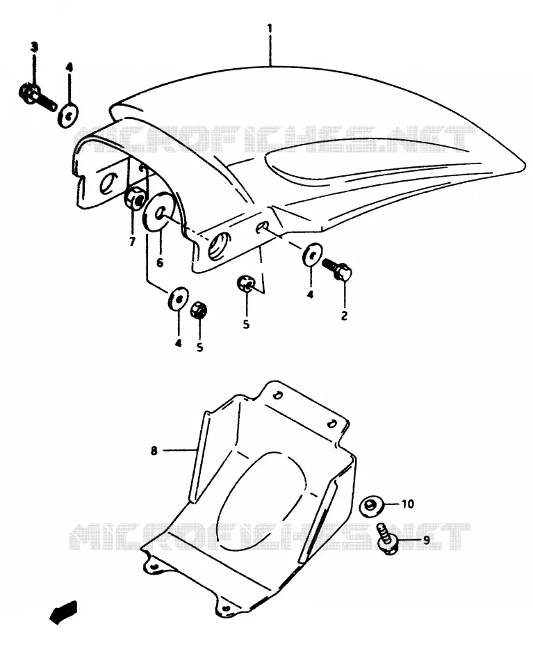GARDE BOUE ARRIERE Suzuki MOTO 80 RM 1997  RM80V(T/V)