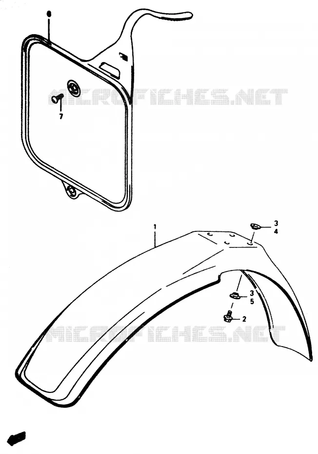 GARDE BOUE AVANT Suzuki MOTO 80 RM 1997  RM80V(T/V)