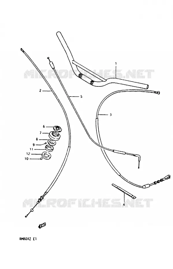 GUIDON - CABLES Suzuki MOTO 80 RM 1982  RM80XZ