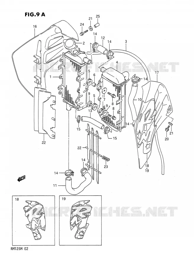 RADIATEUR (MODELE M) Suzuki MOTO 125 RM 1991  RM125M(E2)