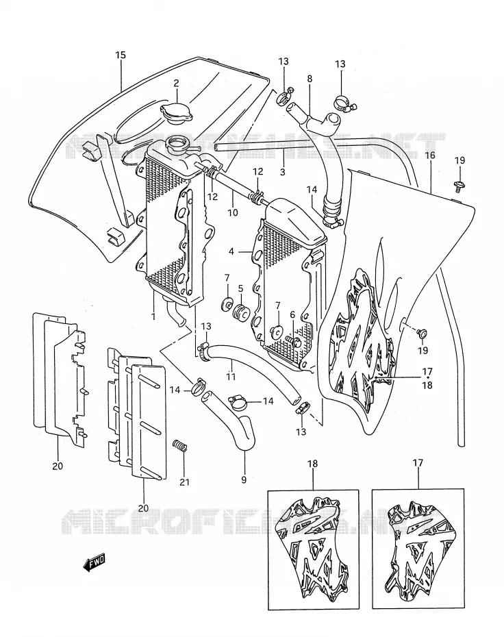 RADIATEUR (MODELE R/S) Suzuki MOTO 250 RM 1993  RM250P(E28)