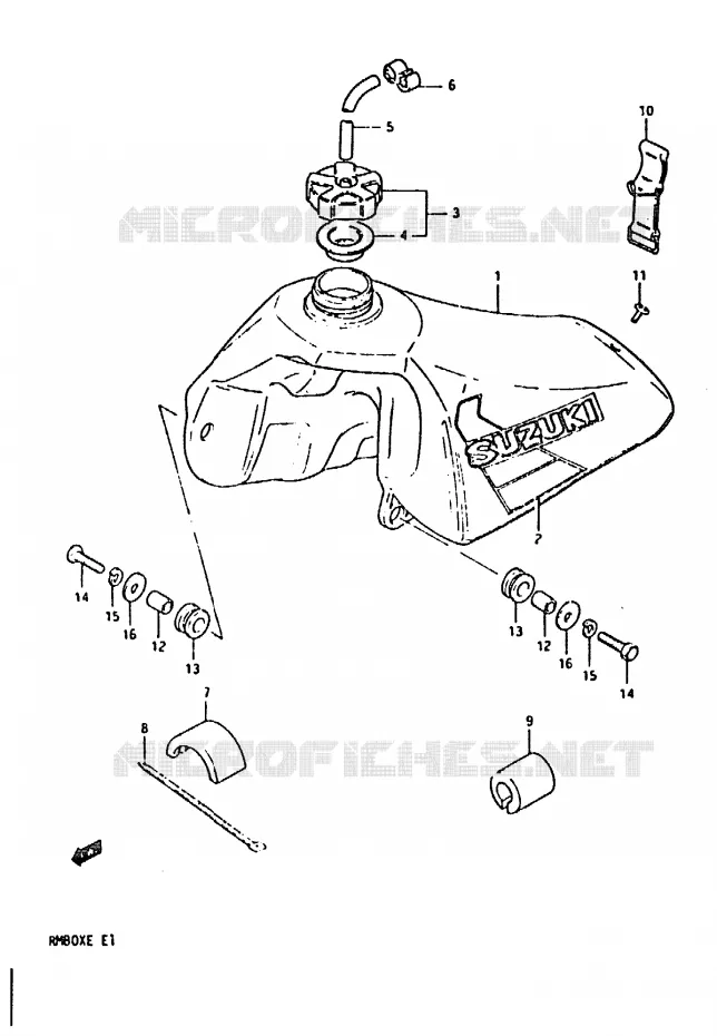 RESERVOIR D'ESSENCE (MODELE E) Suzuki MOTO 80 RM 1984  RM80XE(D/E)