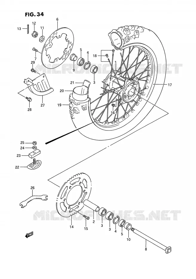 ROUE ARRIERE Suzuki MOTO 125 RM 1993  RM125P(E2)