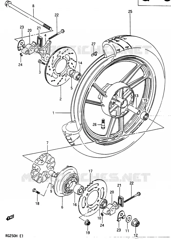 ROUE ARRIERE Suzuki MOTO 250 RG 1987  RG250FCH(G/H)