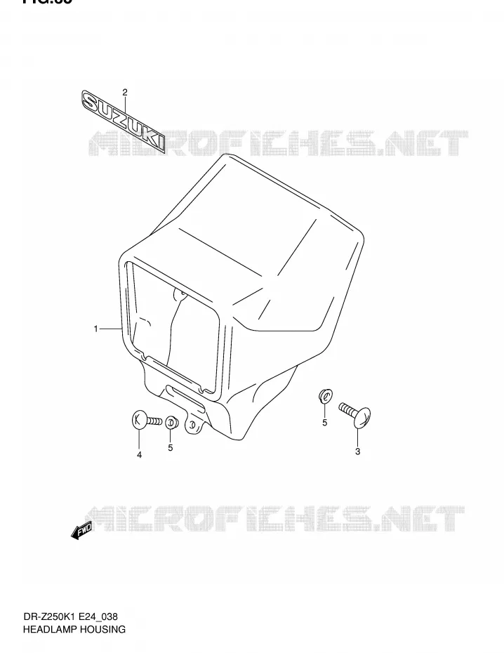 SUPPORT - CARENAGES DE PHARE (MODELE K1) Suzuki MOTO 250 DR-Z 2001  DR-Z250K1(E24)