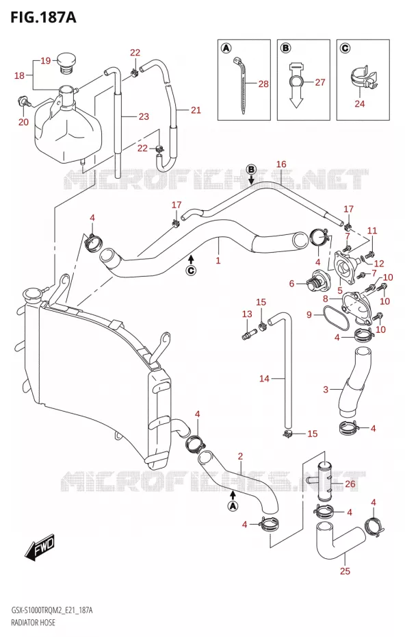 DURITES DE RADIATEUR - VASE D'EXPANSION Suzuki MOTO 1000 GSX-S 2022  GSX-S1000TRQ M2 (E21)