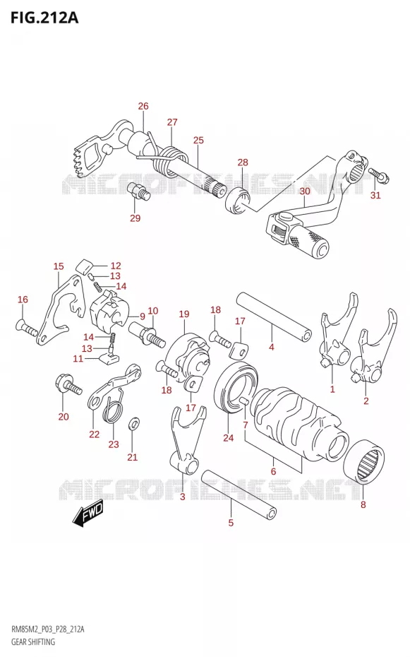 ENSEMBLE SELECTEUR DE VITESSES Suzuki MOTO 85 RM 2022  RM85 M2 (E28 / E33)