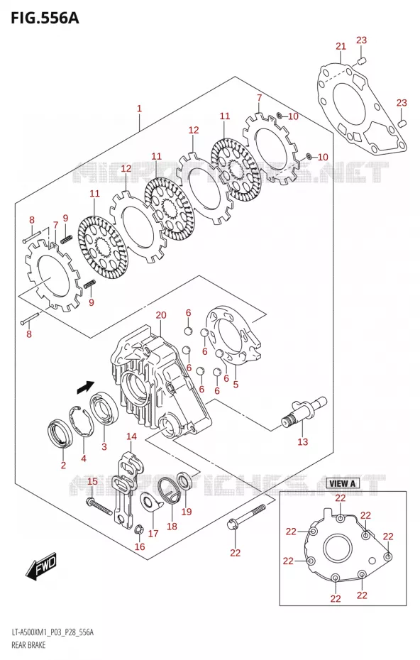 FREIN ARRIERE Suzuki QUAD 500 KINGQUAD 2021  LT-A500X / XP M1 (P03,P28,P33)