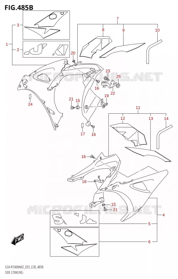 FLANCS DE CARENAGES000RA) Suzuki MOTO 1000 GSX-R 2022  GSX-R1000A M2 (E03 E28)