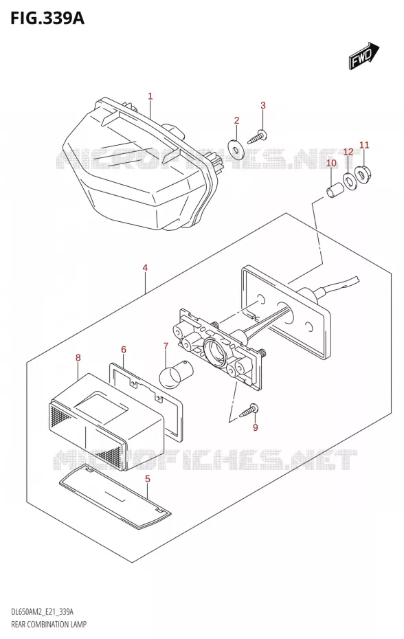 ENSEMBLE FEU ARRIERE Suzuki MOTO 650 V-STROM 2022  DL650XA M2 (E21)