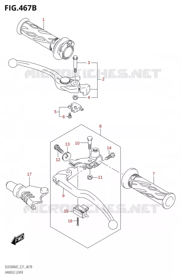 ENSEMBLE LEVIERS - POIGNEES E21) Suzuki MOTO 650 V-STROM 2022  DL650XA M2 (E21)
