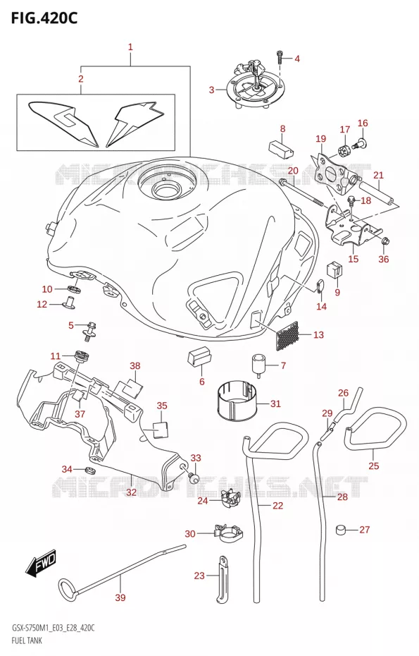 RESERVOIR ESS (GSX-S750Z,GSX-S750ZA:E03,E28) Suzuki MOTO 750 GSX-S 2021  GSX-S750 / GSX-S750Z /​ GSX-S750A / ​GSX-S750ZA (E03 E28 )