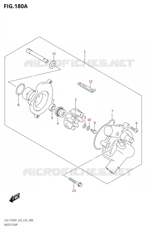 POMPE A EAU Suzuki MOTO 750 GSX-S 2021  GSX-S750 / GSX-S750Z /​ GSX-S750A / ​GSX-S750ZA (E03 E28 )