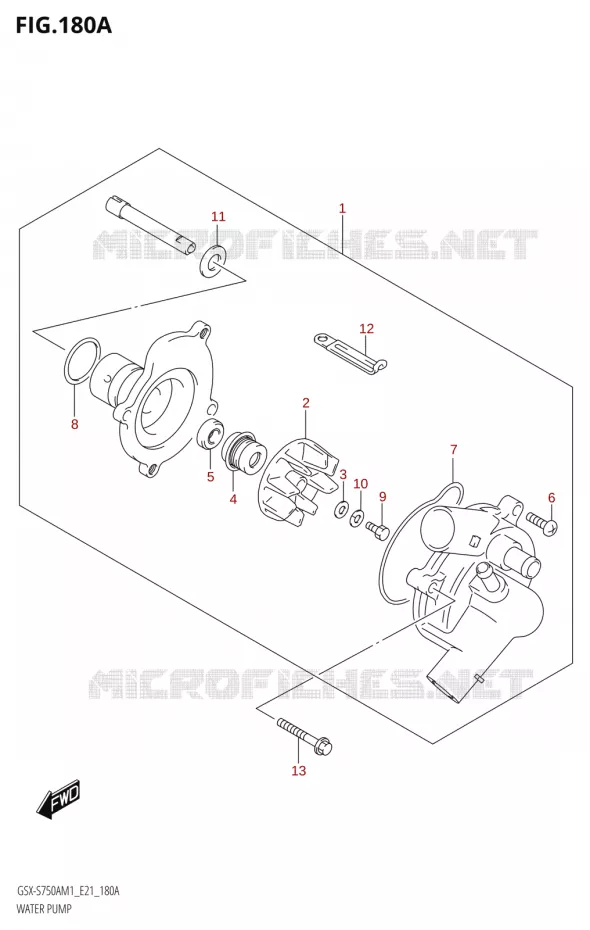 POMPE A EAU Suzuki MOTO 750 GSX-S 2021  GSX-S750A /​GSX-S750ZA M1 (E21)