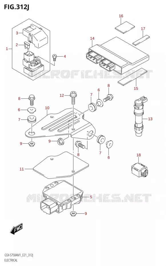 PARTIE ELECTRIQUE50WQ,GSX-S750WQZ) Suzuki MOTO 750 GSX-S 2021  GSX-S750A /​GSX-S750ZA M1 (E21)