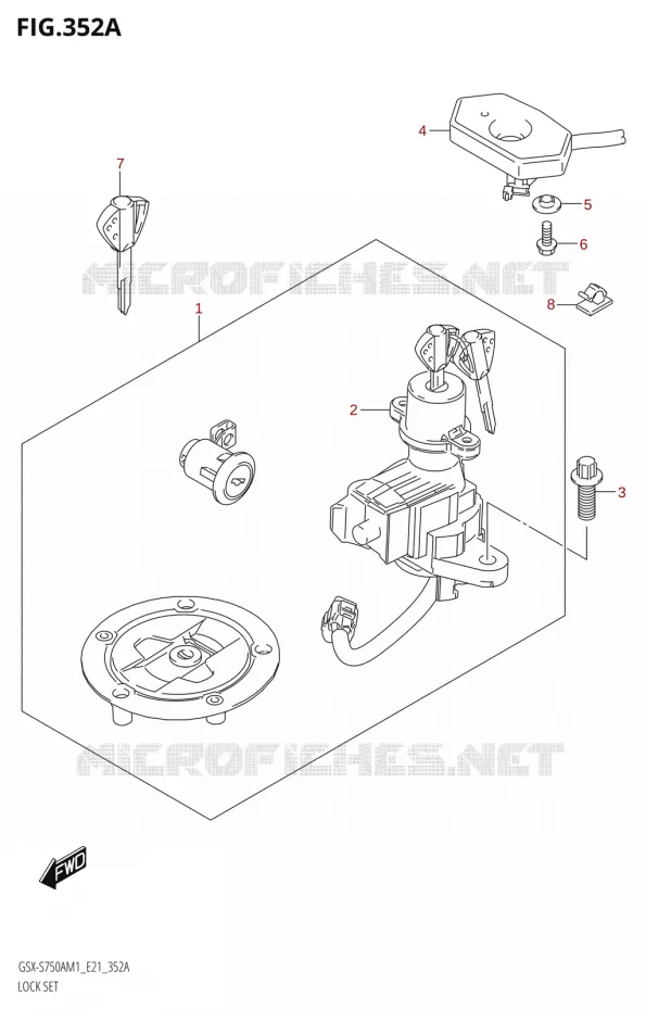 KIT SERRURE (GSX-S750A,GSX-S750ZA) Suzuki MOTO 750 GSX-S 2021  GSX-S750UQ / ​GSX-S750UQZ M1 (E21)