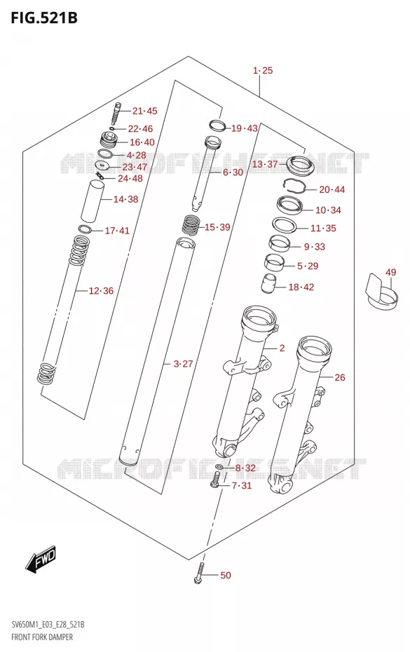 FOURCHE AMORTISSEUR AVT (SV650XA) Suzuki MOTO 650 SV 2021  SV650 M1 (E03,E28,E33)
