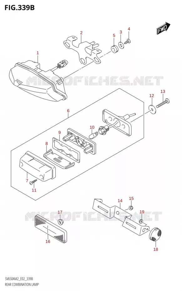 ENSEMBLE FEU ARRIERE Suzuki MOTO 650 SV 2022  SV650A M2 (E02,E19)