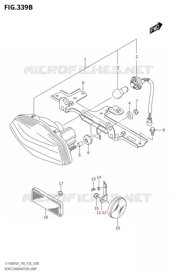 ENSEMBLE FEU ARRIERE Suzuki QUAD 400 KINGQUAD 2021  LT-F400F M1 (P03)