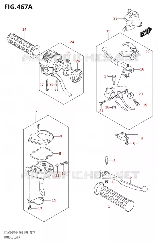 ENSEMBLE LEVIERS - POIGNEES Suzuki QUAD 400 KINGQUAD 2020  LT-F400FZ M0 (P03)