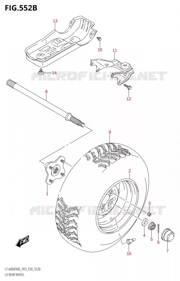 ROUE ARRIERE GAUCHE (LT-A400FM0 P28) Suzuki QUAD 400 KINGQUAD 2020  LT-F400FZ M0 (P03)