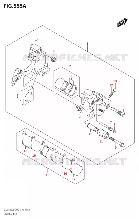 ETRIER DE FREIN ARRIERE Suzuki MOTO 950 GSX-S 2022  GSX-S950WQM2 (E21)