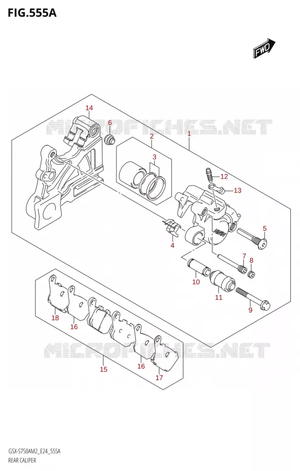 ETRIER DE FREIN ARRIERE Suzuki MOTO 750 GSX-S 2022  GSX-S750A M2