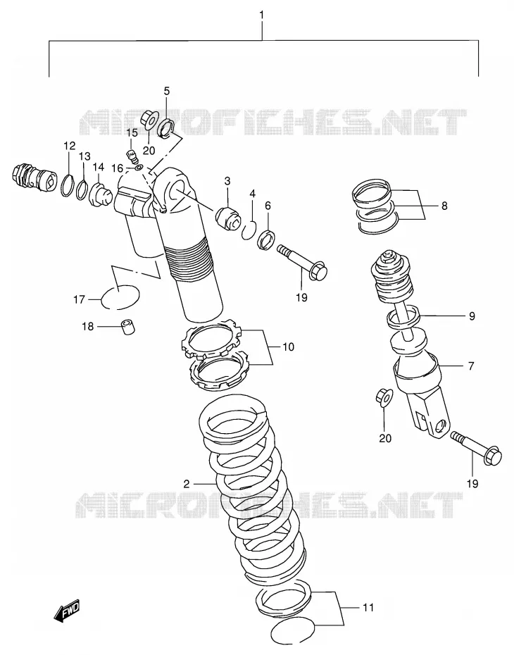 AMORTISSEUR ARRIERE Suzuki MOTO 250 RMX 1998  RMX250SW(E24)