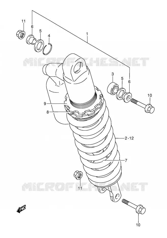 AMORTISSEUR (MODELE K/L) Suzuki MOTO 250 RMX 1990  RMX250L(E1)