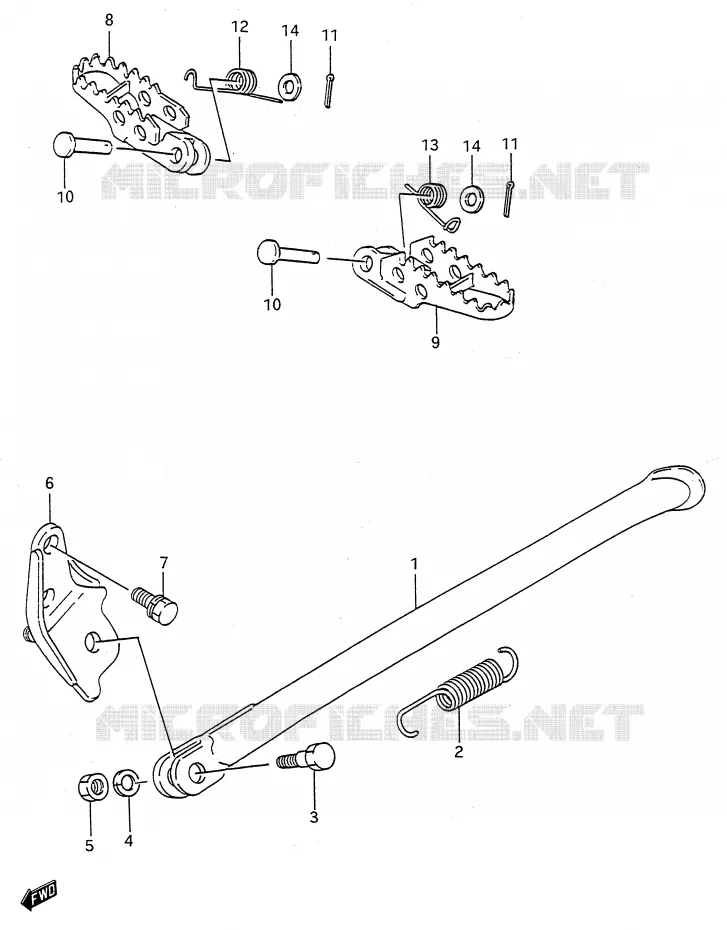BEQUILLE - REPOSE PIED (MODELE K/L/M/N) Suzuki MOTO 250 RMX 1992  RMX250N(E28)