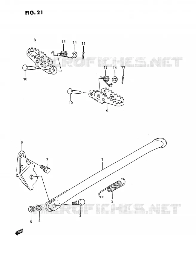 BEQUILLE - REPOSE PIED (MODELE K/L/M/N) Suzuki MOTO 250 RMX 1993  RMX250P(E3)